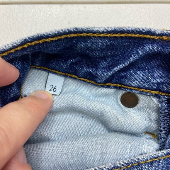 Boyish Billy Jeans Women's 26 Blue Button Fly Distressed Ankle Recycled Cotton‎ - Picture 9 of 14